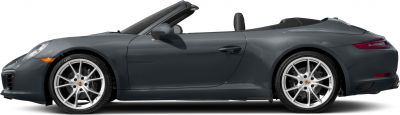 Convertible sports car side view with open roof and alloy wheels