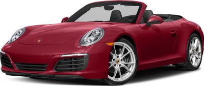 Red convertible with aerodynamic front and silver alloy wheels