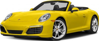 Yellow convertible front view with alloy wheels