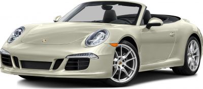 Front view with headlights and alloy wheels of convertible sports car