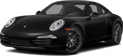 Black sports coupe with round headlights and sporty alloy wheels.