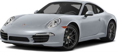 Front view showing round headlights and aerodynamic sleek body.