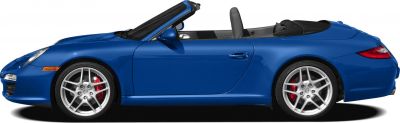 Blue convertible with sporty alloy wheels and red brake calipers