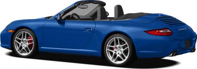 Blue convertible sports car rear view with alloy wheels and dual exhaust
