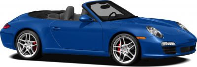 Blue convertible with silver sport rims and red brake calipers