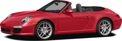 Red convertible with open roof and silver alloy wheels
