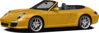 Yellow convertible Porsche 911 Cabriolet with alloy wheels side profile