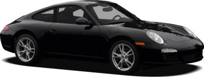 Black 2-door sports coupe side profile with alloy wheels.