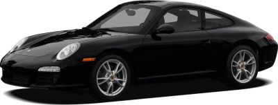 Black sports coupe with sleek front side and alloy wheels