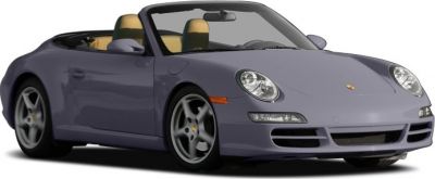Front angled view of a convertible sports car with sleek headlights and alloy wheels