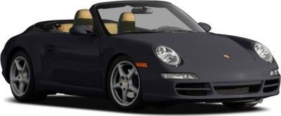 Convertible sports car with round headlights and alloy wheels