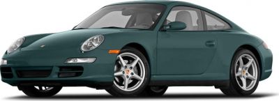 Front side view with round headlights and sporty alloy wheels