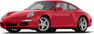 Red sports coupe with front fascia and alloy wheels