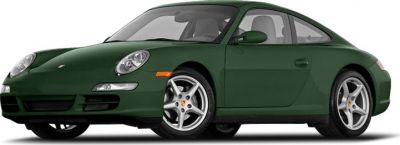 Aerodynamic coupe with alloy wheels in green