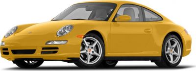 Yellow sports coupe with oval headlights and alloy wheels