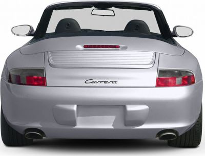 Rear view of classic 911 Cabriolet with Carrera badge and dual exhaust