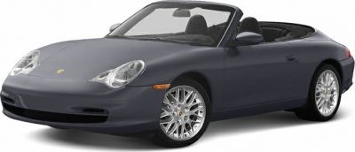 Convertible sports car with rounded headlights and silver alloy wheels