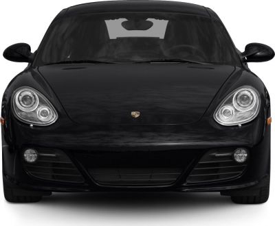 Front view with distinctive headlights and front grille