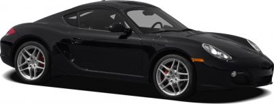 Sleek black sport coupe with distinctive side profile and alloy wheels