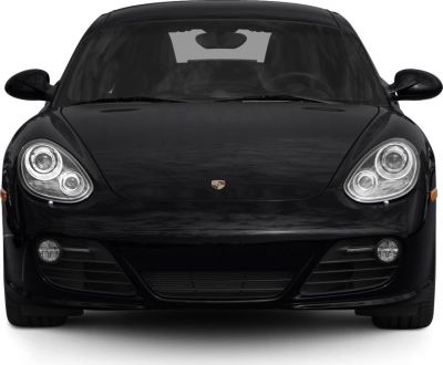 Front view with distinctive headlights and sleek aerodynamic design