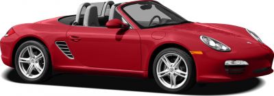 Red convertible with aerodynamic side vents and alloy wheels