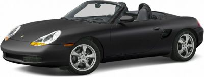 Black convertible sports car with aerodynamic shape and round headlights