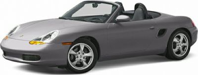 Silver convertible roadster with five-spoke wheels