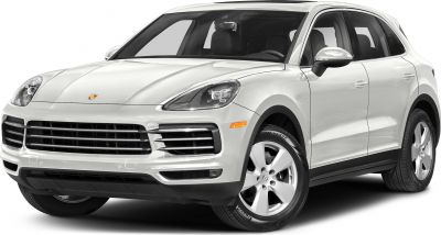 Front and side exterior of white luxury SUV