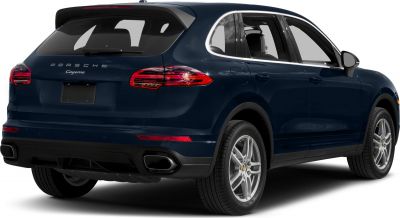 Rear view with distinct taillights and sporty rear bumper of luxury SUV