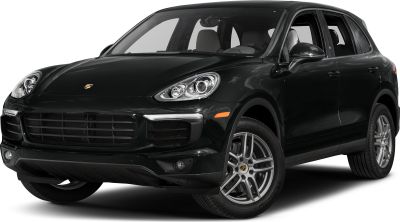 Front three-quarter view of a black SUV highlighting headlights and grille