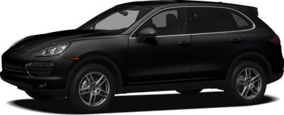Black Porsche SUV side profile with alloy wheels and tinted windows