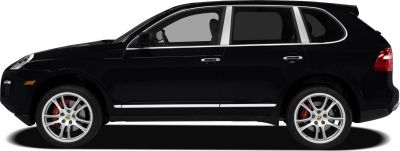 Side profile of a black SUV with alloy wheels and tinted windows