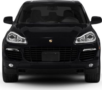 Front view with LED headlights and bold grille design