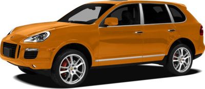 Orange midsize SUV with alloy wheels from front-side angle