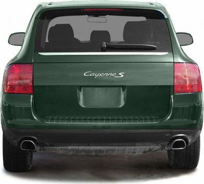 Rear view with tail lights, dual exhausts, rear windshield wiper