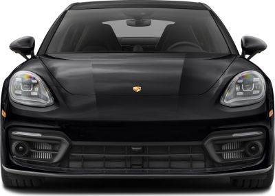 Front view with distinctive headlights and sleek grille design