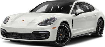 White luxury sedan with black alloy wheels and advanced LED headlights