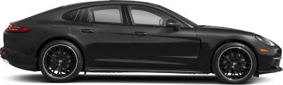 Side view of black luxury sedan with sporty multi-spoke wheels