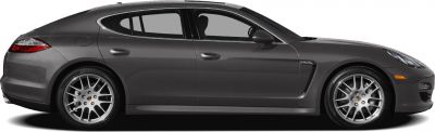 Side profile of a luxury sport sedan with silver multi-spoke wheels