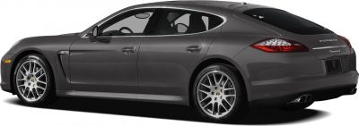 Side profile of luxury sport sedan with multi-spoke wheels