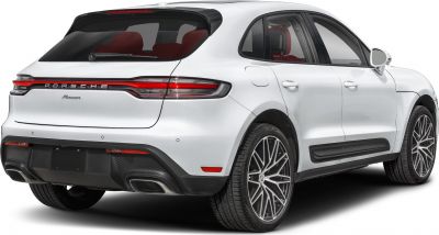 SUV rear view with continuous LED tail lights and dual exhausts
