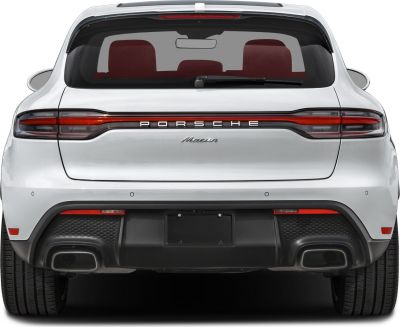 Rear view with full-width LED tail light and dual exhaust design