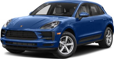 Front and side view of a blue SUV with sleek headlights and alloy wheels