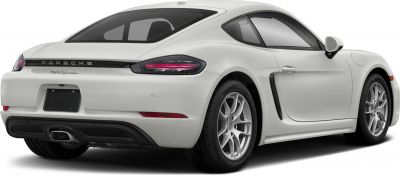 Rear side view of sports coupe with distinctive taillights and side air intake