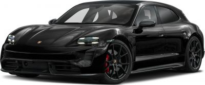 Black electric car with modern headlights and aerodynamic shape