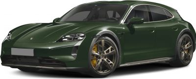 Front 3/4 view of electric sports wagon, LED headlights, alloy wheels