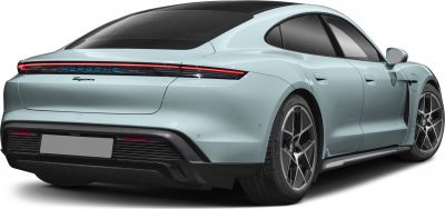 Rear view of an electric sedan with continuous LED light bar and aerodynamic shape