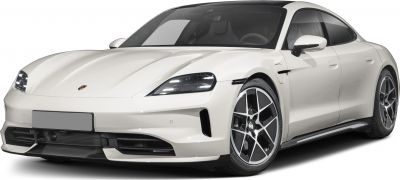 Sleek front and side view of a modern electric sedan with distinctive headlights and aerodynamic shape