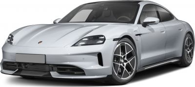 Front-side view with LED headlights and unique alloy wheels of electric sports sedan