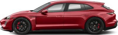 Side profile of electric vehicle with black alloy wheels.